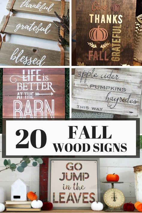 20 fall wood signs for your home and front porch this autumn. Learn to make an easy and bautiful wood pallet sign with a stencil and tips for decorating this fall Repurposed Wood Projects, Fall Pallets, Fall Wood Signs, Wood Projects For Beginners, Wood Pallet Signs, Easy Wood Projects, Pallet Signs, Fall Signs, Custom Wood Signs