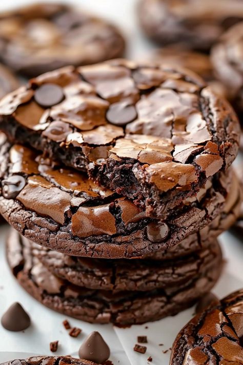 Preparing Fudgy Brownie Cookies dough in the kitchen Brownie Drop Cookies, Chocolate Brownies Cookies, Fudgy Brownie Cookie Recipe, Unusual Cookies Recipes, Brookie Cupcake, Fudgy Brownie Cookies, Brownie Cookies Recipes, Chewy Brownie Cookies, Brownie Cookie Recipe