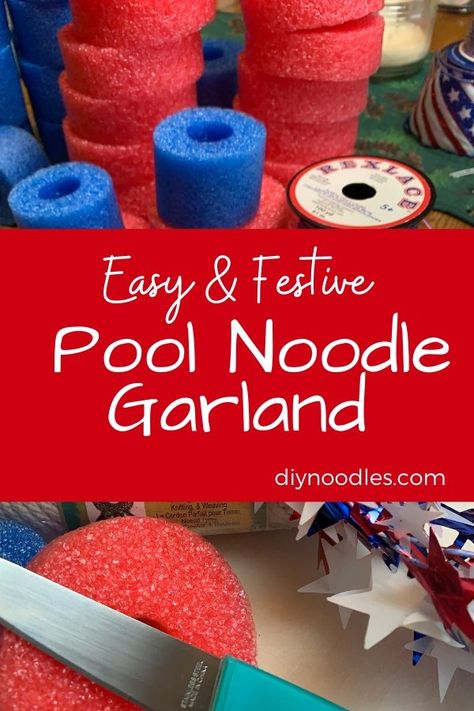 Easy Float Decorations Parade, Pool Noodle Decorations Summer, Golf Team Float Parade, 4th Of July Boat Parade Ideas, Easy Float Ideas For Parade, Easy Parade Float Ideas Diy 4th Of July, Pool Noodle Photo Backdrop, Parade Throws Ideas, Patriotic Boat Decorations