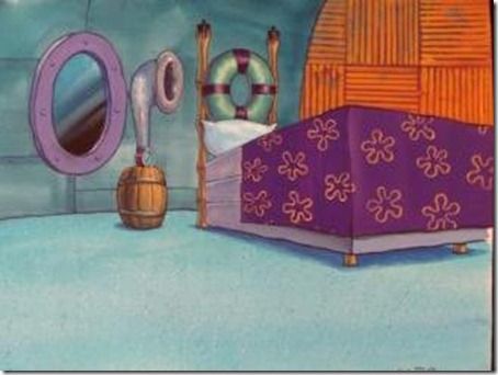 Spongebob's bedroom Spongebob House, Bedroom Scene, Spongebob Birthday, Boys Bedroom, Boy's Bedroom, Spongebob Squarepants, Boy's Room, Childrens Room, Room Inspo