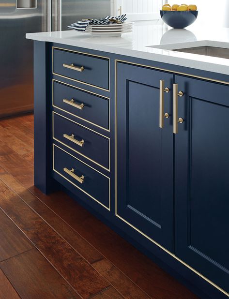 Kitchen Cabinet Door Styles That Will Never Go Out of Style, 5 Timeless Cabinet Door Styles from @masterbrandcabinets #sponsored #kitchenrenovation #smallspaces #fixerupper #renovation #cabinets #cabinetry #kitchencabinets Timeless Kitchen Cabinets, Navy Blue Kitchen Cabinets, Kitchen Cabinet Door Styles, Model Dapur, Navy Blue Kitchen, Kitchen Cabinet Trends, Kabinet Dapur, Blue Kitchen Cabinets, Cabinet Door Styles