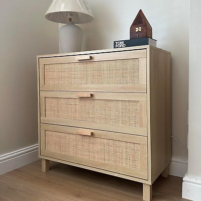 Rattan 3 Drawer Chest Drawers Cabinet Sideboard Storage Unit Bedroom Furniture | eBay Organize And Declutter, 3 Drawer Storage, Mid Century Modern Lighting, Baxton Studio, Built In Shelves, Furniture Deals, Storage Bed, Bedroom Accessories, 3 Drawer