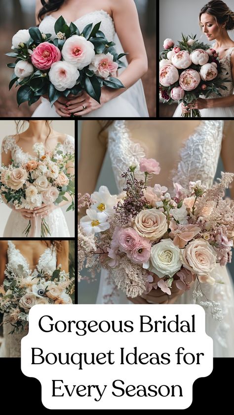 A beautiful bridal bouquet featuring a mix of seasonal flowers in soft, elegant colors, perfect for any wedding theme and style. Brides With Bouquets, Summer Bridal Bouquet Romantic, Formal Wedding Flowers, Costco Flowers Wedding, Bouquet Sizes Chart, How To Make A Bridal Bouquet, Modern Bouquet Wedding, Costco Wedding Flowers, Floral Combinations