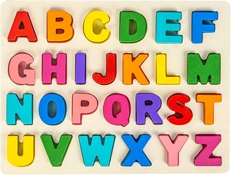 Amazon.com: Alphabet Puzzle Wooden Puzzles for Toddlers 1 2 3 4 5 Year Old, ABC Puzzle Shape Alphabet Learning Puzzles Toys with Puzzle Board & Letter Blocks, Preschool Educational for Girls Boys : Toys & Games Visual Toys, Wooden Alphabet Puzzle, Toddler Sensory Bins, Abc Puzzle, Alphabet For Toddlers, Alphabet Puzzle, Toddler Boy Toys, Alphabet Learning, Alphabet Puzzles