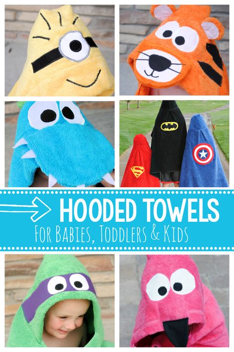 Hooded Towel Tutorial, Sewing Classes For Beginners, Hooded Bath Towels, Hooded Towels, Hooded Baby Towel, Towels Kids, Beginner Sewing Projects Easy, Sewing Projects For Kids, Towel Pattern