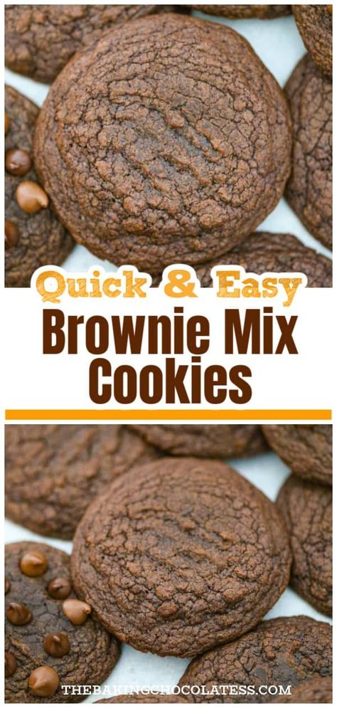 Indulge in chocolate heaven with our mouthwatering triple chocolate cookies made from a simple brownie mix! These chewy and gooey treats are a must-try. Elevate your dessert game with our easy triple chocolate cookies recipe. Perfect for satisfying your cravings. Just like the famous Subway triple chocolate cookie, only better! Try them now! Brownie Mix Cookie, Quick Sweet Treats, Brownie Cookie Recipe, Best Vegan Cookies, Milk Chocolate Brownies, Brownie Mix Recipes, Brownie Mix Cookies, Easy Brownie, Brownie Pops