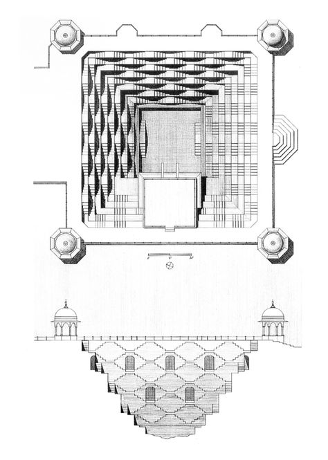 09_07_18_stepwells03 Architect Office Design, Architecture Antique, Genius Loci, Temple Architecture, Vernacular Architecture, Classic Architecture, Architectural Drawing, Indian Architecture, Sky View