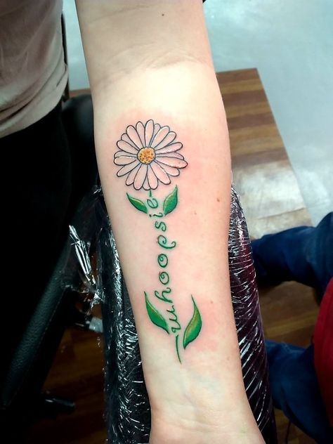 Oopsie Daisy Tattoo, Whoopsie Daisy Tattoo, Whoopsie Daisy, Whimsical Tattoo, Daisy Tattoo, Forearm Tattoo, Tattoo Inspo, Body Mods, Dreamcatcher Tattoo