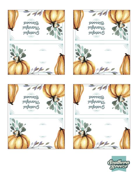 Free Thanksgiving Place Cards, Thanksgiving Table Name Cards, Thanksgiving Table Place Cards, Thanksgiving Place Cards Printable, Fall Place Cards, Thanksgiving Name Cards, Bridal Shower Place Cards, Buffet Labels, Handmade Labels