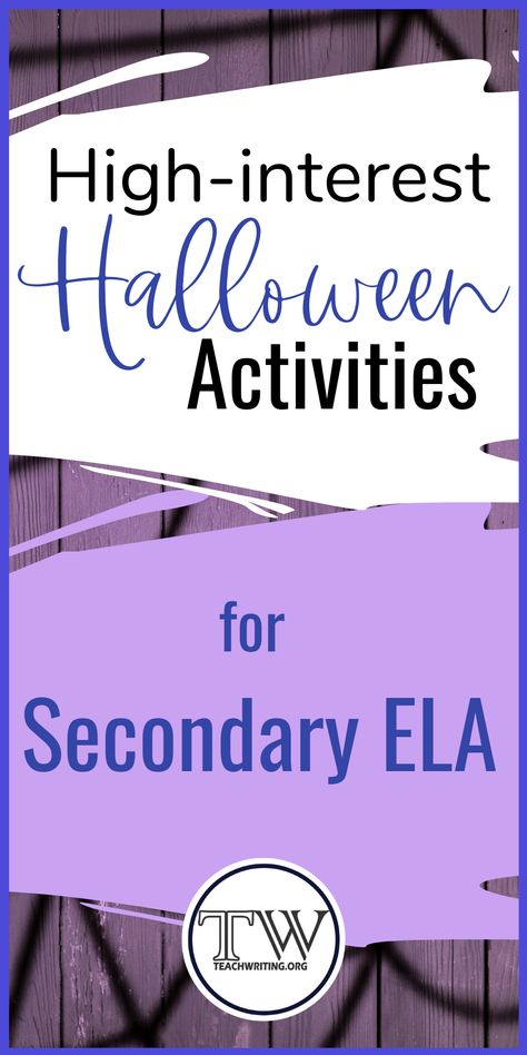 High School Halloween, Secondary Ela Classroom, Gothic Stories, Literature Lessons, Motivate Students, High School Activities, Teaching High School English, Secondary English, High School Ela