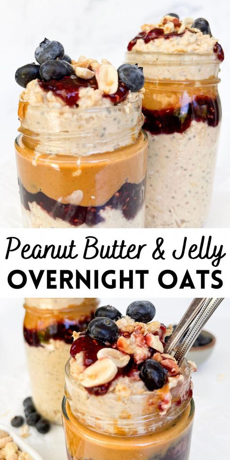 #GreatHealthyFoodRecipes Pudding Oats, Overnight Oats Recipe Easy, Best Overnight Oats Recipe, Oat Recipes Healthy, Overnight Oats Recipe Healthy, Overnight Oats Healthy, Overnight Oatmeal, Healthy Food Facts, Peanut Butter Jelly