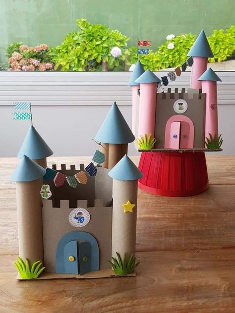 Castle Crafts, Kraf Kertas, Toddler Arts And Crafts, Colorful Paper, Toilet Paper Roll Crafts, Paper Roll Crafts, Paper Towel Roll Crafts, Crafts Paper, A Castle