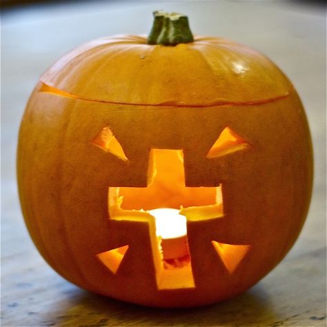 pumpkin-4 | Daring Daughters Pumpkin Carving Ideas Religious, Christian Pumpkin Carving Ideas, Pumpkin Carving Faces Easy, Christian Pumpkin Carving, Cool Pumpkin Designs, Christian Pumpkin, Halloween Alternatives, Church Halloween, Christian Halloween