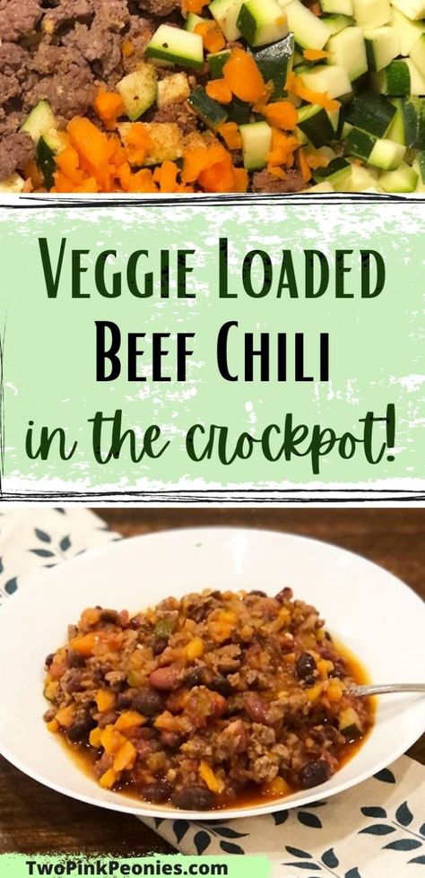 Hidden Veggie Chili, Beef Chili With Vegetables, Meat And Veggie Crockpot Meals, Veggie Chili Recipe Crockpot, Veggie Chili Crockpot, Low Calorie Chili Recipe, Chili With Vegetables, Beef Chili Recipe Crockpot, Crockpot Beef Chili