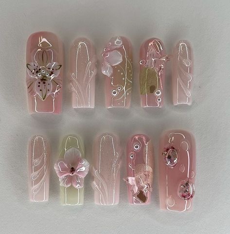 Trendy Summer Nails, 3d Flower Nails, Nail Drawing, Summer Manicure, Cute Nail Art Designs, Nail Art Designs Diy, Silver Chrome, Trendy Nail Design, Cute Nail Art