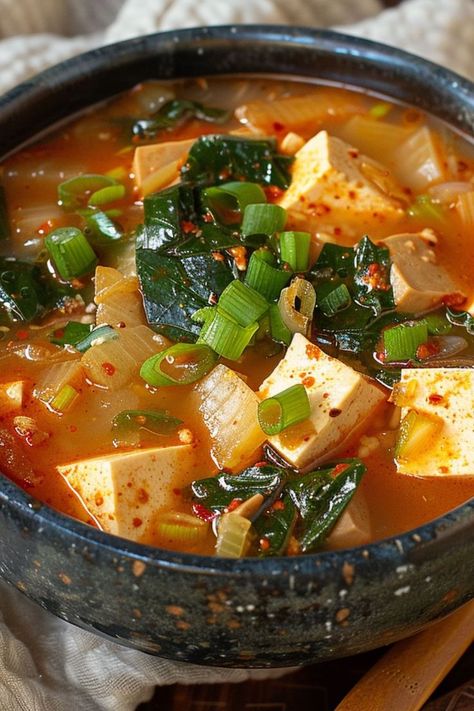 Korean Tofu Soup (Soondubu Jjigae) is a comforting and flavorful choice for any meal! 🍲🌶️ Made with silky tofu, savory broth, and a blend of spicy Korean seasonings, this soup is a delightful mix of rich flavors and satisfying texture. Quick to prepare and perfect for warming up on a chilly day, Soondubu Jjigae is a must-try for fans of Korean cuisine or anyone craving a delicious and hearty soup. 😋🌿 #SoondubuJjigae #KoreanTofuSoup #ComfortFood #SpicyFlavors #HeartyMeals Korean Tofu Soup, Korean Soup Recipes, Korean Seasoning, Soondubu Jjigae, Korean Tofu, Buttered Noodles Recipe, Leftover Breakfast, Korean Chili Flakes, Spicy Stew