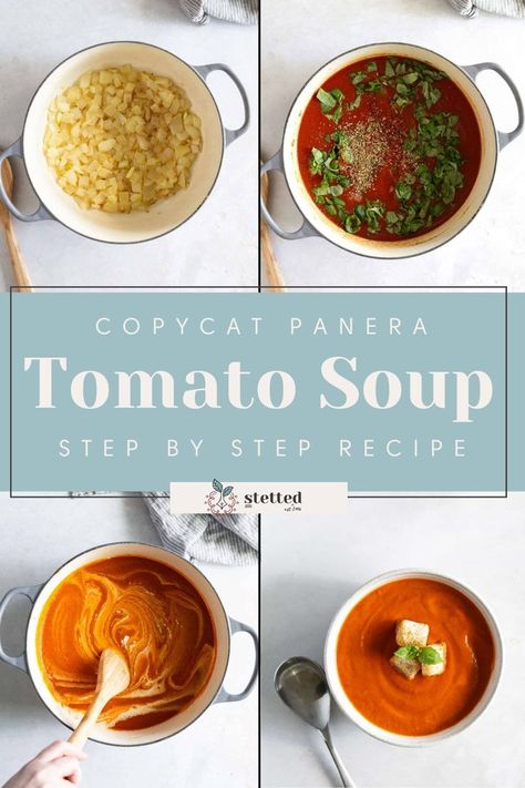 Copycat Panera Tomato Soup recipe by stetted Panera Tomato Soup, Panera Tomato Soup Recipe, Fresh Ingredient Recipes, Pumpkin Spice Treats, Copycat Panera, Hearty Beef Stew, Breakfast Appetizers, Farmers Market Recipes, Tomato Soup Recipe