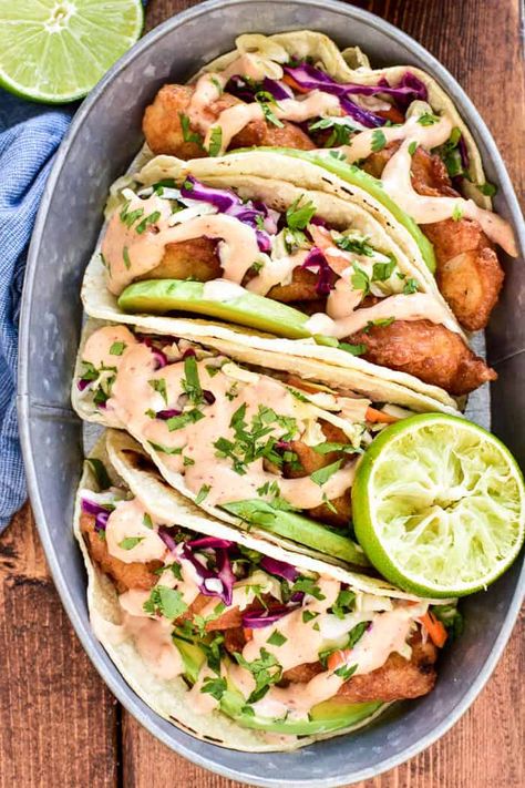 Baja Fish Tacos – Lemon Tree Dwelling Baja Sauce For Fish Tacos, Sauce For Fish Tacos, Citrus Slaw, Fish Tacos With Cabbage, Baja Sauce, Sauce For Fish, Lemon Tree Dwelling, Mexikansk Mat, Baja Fish Tacos