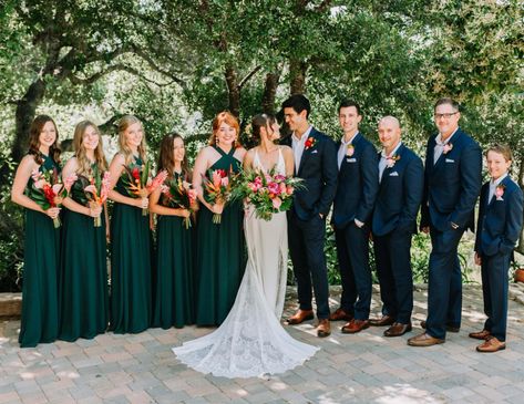 Victoria + Jon - A Vintage Hawaiian Wedding in Malibu – WildFlora Forest Green Bridesmaid Dresses, Emerald Green Bridesmaid Dresses, Dark Green Bridesmaid Dress, Emerald Green Weddings, Boda Mexicana, Navy Bridesmaid Dresses, Emerald Wedding, Green Bridesmaid, Wedding Winter