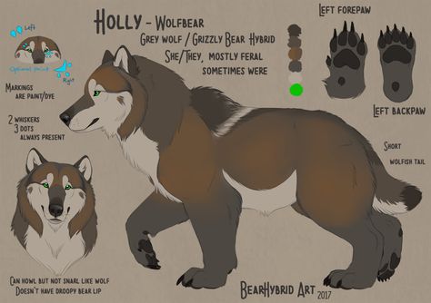 New wolfbear reference by Bear-hybrid Wolf Bird Hybrid, Wolf Horse Hybrid, Wolf Human Hybrid Oc, Bear Hybrid Art, Wolf Bear Hybrid, Wolf Hybrid Human, Animal Hybrids Art, Anime Wolf Female, Human Animal Hybrid