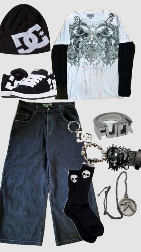 Pants Aesthetic, Affliction Clothing, Baggy Outfit Ideas, Ropa Hip Hop, Grunge Fits, Aesthetic Bag, Coquette Grunge, Random Fashion, Cute Coquette