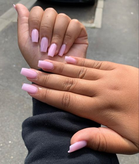 Mily Pink Acrylic Nails, Subtle Pink Nails Acrylic, Acrylic Nails Bubble Gum Pink, Shear Pink Acrylic Nails, Light Pink Nails Long Square, Coffin Short Pink Nails, Plain Pink Square Nails, One Color Short Acrylic Nails, Glossy Pink Nails Acrylic