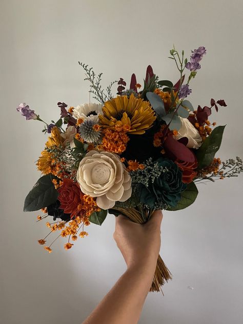 Bohemian Fall Wedding Flowers, Wooden Wedding Bouquets, Wooden Wedding Flowers, Fall Wedding Bouquets September, Fall Wedding Bouquets November, Fall Wildflower Bouquet, Wood Wedding Flowers, Wildflower Bouquet Wedding, Wood Flowers Wedding