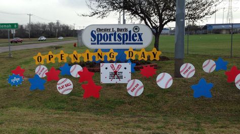 Little League Opening Day!!! Opening Day Baseball, Team Mom Baseball, Baseball Tournament, Travel Baseball, Baseball Theme Party, Little League Baseball, Baseball Decor, Baseball Pitching, Batting Cages