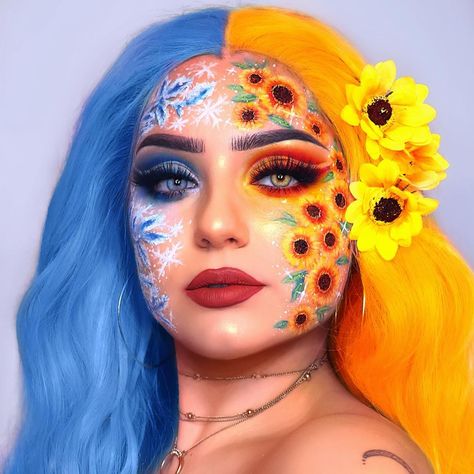 Sarina Nexie on Instagram: “It doesn’t matter what season it is if all you do is stay inside and watch Netflix #lifehack A remake of a look I made this summer, not…” Crazy Make Up, Makeup Fantasi, Fantasy Make-up, Makeup Cantik, Halloween Make-up Looks, Make Up Designs, Cute Halloween Makeup, Face Art Makeup, Creative Eye Makeup