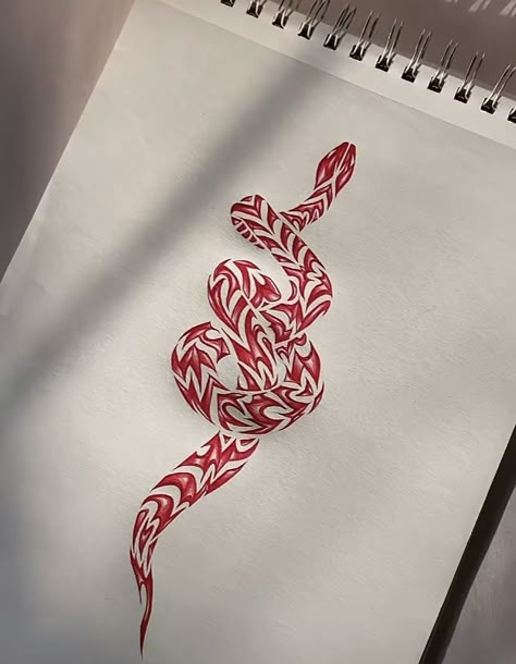 Red Snake Forearm Tattoo Women, Red And White Snake Tattoo, Red Snake Wrapped Around Arm Tattoo, Snake Red Ink Tattoo, Red Snakes Tattoos, Small Red Snake Tattoos For Women, Chinese New Year Snake Tattoo, Snake Wrapped Around Spine Tattoo, Red Ink Snake Spine Tattoo