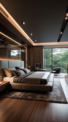 Contemporary Modern Bedroom, Black Walls Bedroom, Minimalist Bedroom Decor, Luxury Bedroom Furniture, Modern Luxury Bedroom, تصميم للمنزل العصري, Luxury Bedroom Master, غرفة ملابس, Elegant Bedroom