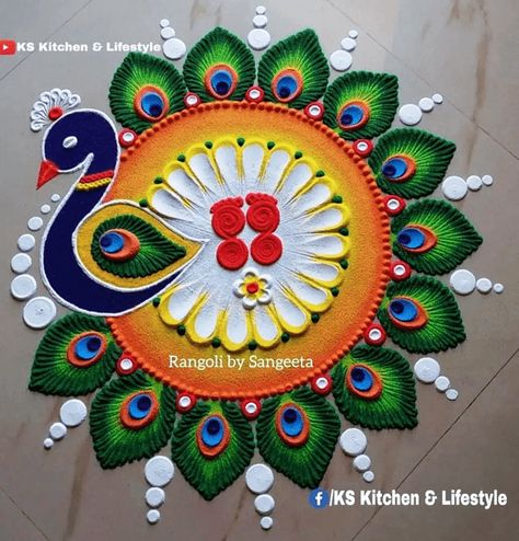 Mayur Rangoli Rangoli Design Images (Mayur Rangoli Rangoli Kolam Ideas) - 2022 Peacock Rangoli Designs Diwali Latest, Rangoli Designs Diwali Latest Images, Modern Rangoli Designs For Diwali, Dussehra Rangoli Designs, Rangoli Designs Latest Unique For Diwali, Unique Rangoli Designs Beautiful, Rangoli Designs Latest Unique, Krishna Rangoli, Diwali Special Rangoli Design