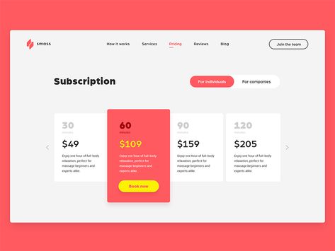 A new week has started with a new work on our Dribbble profile. This is a subscription page designed for one of our projects. Your likes and comments are highly appreciated. Have a great week ahead! Learn more: https://dribbble.com/mlsdev Table Ui, Price Table, Ux Design Principles, Ui Design Mobile, Profile Website, Card Ui, Flat Design Icons, Pricing Table, Ui Design Website