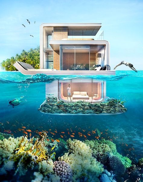 Houseboat with Underwater Ocean Views! Take the tour here: http://www.completely-coastal.com/2015/10/houseboat-with-underwater-ocean-views.html Underwater Bedroom, Underwater Room, Underwater House, Aesthetic Interior Design, Living In Dubai, Floating House, Yacht Design, Boat Plans, Pool Spa