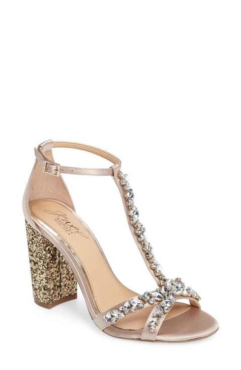 Rose Gold Glitter Heels, Gold Glitter Heels, Jewel Badgley Mischka, Jeweled Shoes, Badgley Mischka Shoes, Bridal Heels, Evening Sandals, Glitter Heels, Wedding Dress Shoes