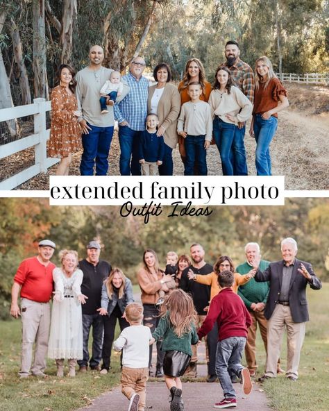 43 Ideas For Extended Family Photoshoot Outfits - ljanestyle Family Photo Outfits Extended Family, Extended Family Photoshoot Outfits, Large Family Photo Outfits, Big Family Photo Shoot Ideas, Family Photoshoot Outfit Ideas, Extended Family Photoshoot, Large Family Photo Shoot Ideas, Outdoor Family Photos Fall, Adult Family Photos