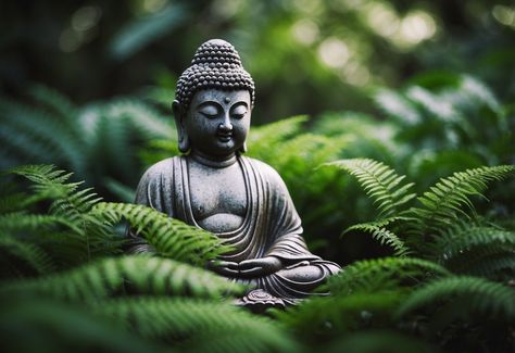 Garden Ideas with Buddha Statue: Creating a Peaceful Oasis - Dope Gardening Japanese Forest, Buddha Garden, Peace And Serenity, Buddha Figurine, Stone Path, Container Gardening Vegetables, Bamboo Plants, Garden Statue, Find Peace