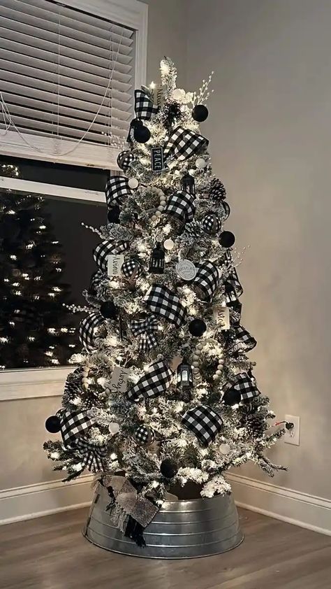 45+ Creative Christmas Tree Themes & Ideas for 2024 - HubPages Buffalo Tree Christmas, Black White And Gray Christmas Tree, Black White Buffalo Plaid Christmas Tree, Buffalo Theme Christmas Tree, Christmas Tree Decor Black And White, Black And White Vintage Christmas Tree, Black White Tree Christmas, Buffalo Black And White Christmas Tree, Back And White Christmas Tree