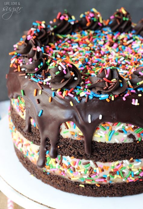 Cake Batter Cookie Dough, Brownie Layer Cake, Funfetti Cookie Dough, Best Birthday Cake Recipe, Cake Batter Cookies, Funfetti Cookies, Cookie Dough Brownies, Eggless Cake, Funfetti Cake