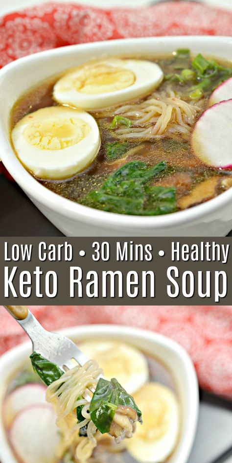 Soups Recipes Keto, Vegan Recipes Without Carbs, Keto Asian Soup Recipes, Keto Dinner Soup Recipes, Meatless Keto Dinner Recipes, Keto Ramen Soup, Quick Keto Soup, Meatless Keto Meals, Paleo Ramen Recipes