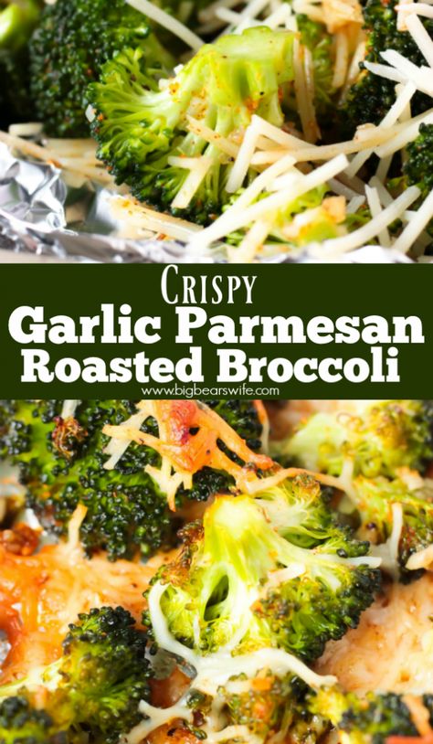 Celebration Recipes, Bypass Recipes, Parmesan Roasted Broccoli, Roasted Broccoli Recipe, Parmesan Broccoli, Garlic Broccoli, Broccoli And Cauliflower, Crispy Garlic, Drinks Ideas