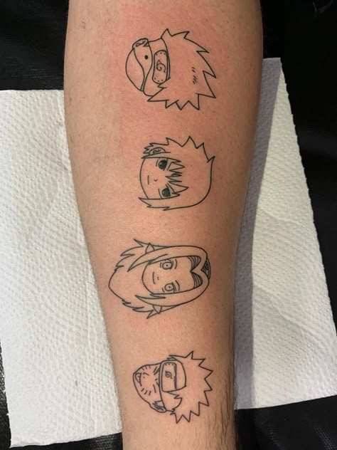 Naruto Simple Tattoo, Kakashi Tattoo, Naruto Tattoos, Maching Tattoos, Mommy Tattoos, Naruto Tattoo, Simple Tattoo Designs, Line Work Tattoo, Anime Baby