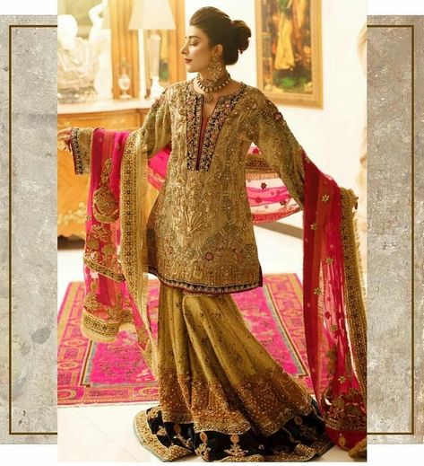 0 Likes, 0 Comments - AANCHAL (@aanchal_efg) on Instagram: “Picture perfect dresses for the new-age bride! Head to our store today and discover a range of…” Jamawar Gharara, Frock Pakistani, Velvet Kurta, Beautiful Frocks, Wedding Frocks, Pakistani Bridal Dress, Embroidery Pants, Latest Bridal Dresses, Anarkali Kurti