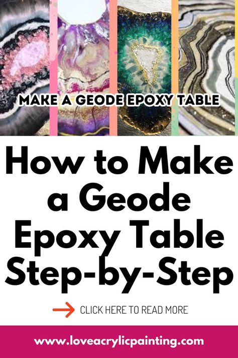 Hey friends! 💕Are you ready to take your DIY skills to the next level? Join me on my blog for a step-by-step tutorial on how to make a stunning geode epoxy table.❤️ I'll guide you through the entire process, from selecting the perfect materials to pouring and finishing your project. 🥰So come on, let's get creative together! Head over to my blog now to get started. #geodetable #diy #enchantingcreatives Diy Resin Furniture, Geode Epoxy, Love Acrylic Painting, Diy Resin Coasters, Diy Resin Table, Geode Decor, Resin And Wood Diy, Wood Resin Table, Resin Table Top