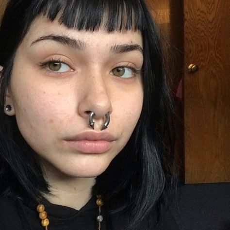 8 Gauge Septum, 6 Gauge Septum, Gauged Septum Piercing, Alt Septum Piercing, Stretched Septum Aesthetic, Stretched Septum 10g, Septum Piercing Stretched, 2g Septum, Big Septum Piercing