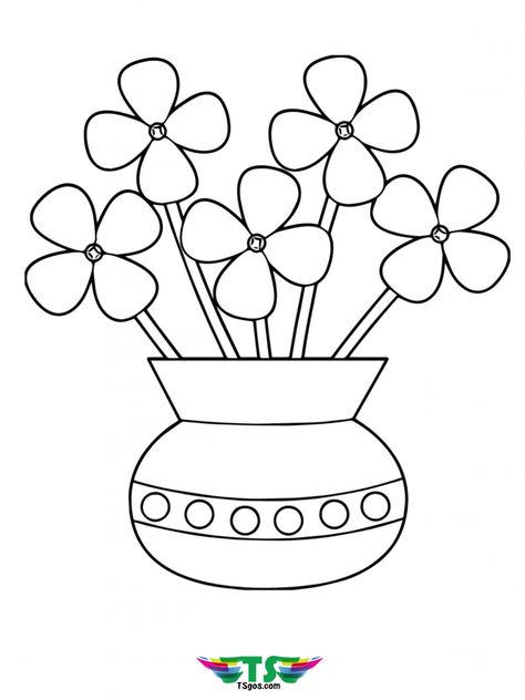 Printable Flowers in a Vase Coloring Page Vase Templates Free Printable, Flower Coloring Sheets, Printable Flowers, Printable Flower Coloring Pages, Preschool Coloring Pages, Sorting Games, Spring Coloring Pages, صفحات التلوين, Ganesh Art