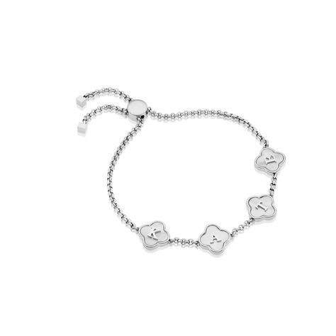 Clover Custom Name Bracelet (Silver) | Abbott Lyon Name Bracelet Silver, Abbott Lyon, Black Friday Jewelry, Fingerprint Necklace, Clover Jewelry, Layered Necklaces Silver, Bangle Bracelets With Charms, Waterproof Jewelry, Initial Jewelry