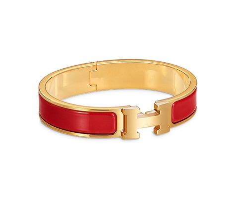 Clic H Narrow bracelet in enamel and gold plating(diameter: 6.5 cm) Red Hermes Bracelet, Red Accessories Outfit, Red Wishlist, Hermes Wishlist, Hermes H Bracelet, Hermes Ring, Hermes Bracelet, Enamel Jewellery, Wishlist 2022