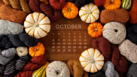 Free Downloadable October Calendar - KnitPicks Staff Knitting Blog Aesthetic October Calendar, October Calendar Wallpaper, Aesthetic October, Desktop Wallpaper Calendar, October Wallpaper, Calendar Background, October Calendar, Graffiti Wallpaper Iphone, Velvet Wallpaper