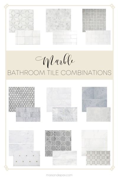 Considering marble tile in a bathroom? Get the pros and cons of marble tile plus some marble tile combinations perfect for any bathroom design! Best Tile For Small Bathroom Floors, Bath Tile Combinations, Small Bathroom Floor Tiles, Floor And Wall Tile Combinations Bathroom, Marble Tile Combinations, Mexico Bathroom, Shower Tile Combinations, Lowes Tile, Shower Floor Tile Ideas